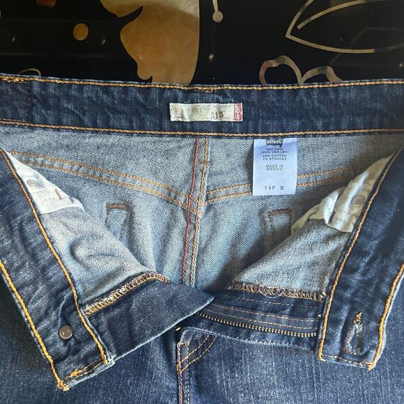 Levis Size 14P 34x28 515 Bootcut Stretch Jeans Mid-Rise 5-Pocket Dark Wash - Picture 8 of 13